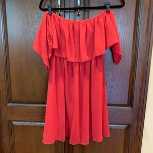 Charming Charlie Off-the-Shoulder Red Dress SZ M